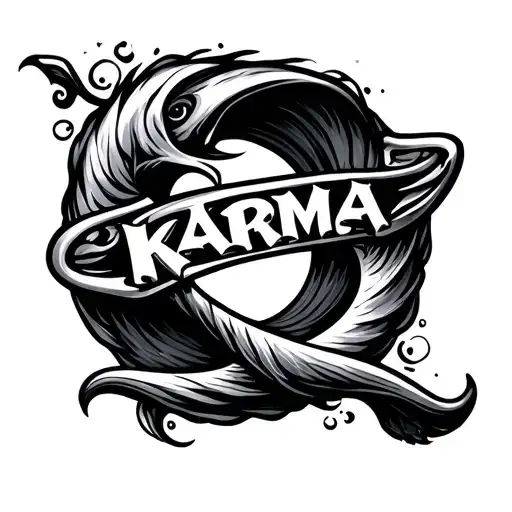 Boomerang and inside the word karma tattoo design idea