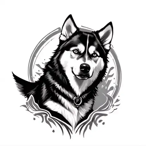 lost soul playing with a husky tattoo design idea