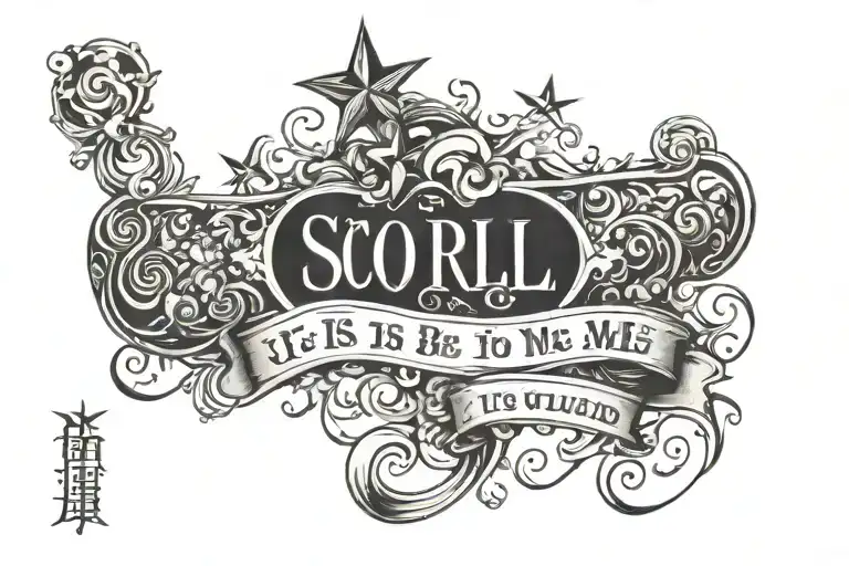 Scroll with star and saying 'If it is to be, it is up to me' tattoo design idea