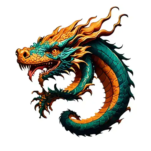 Western dragon coils tattoo design idea