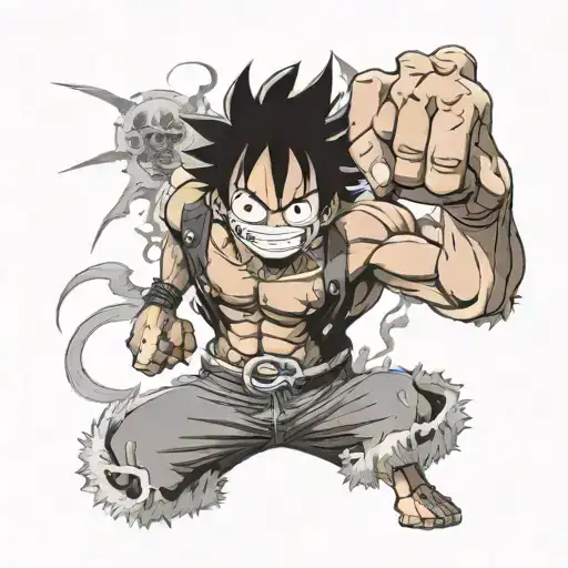 One piece anime, monkey d luffy gear 5 tattoo design idea