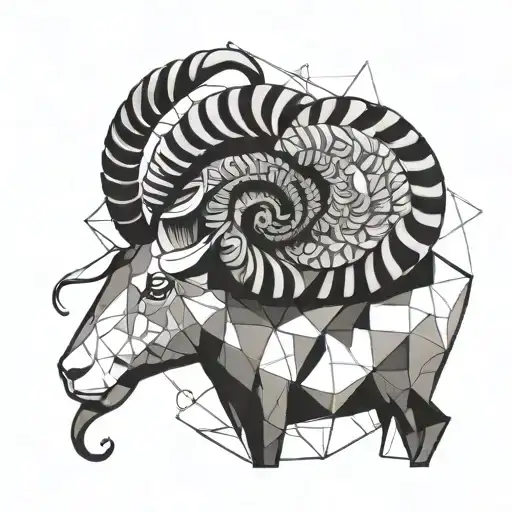 whimsical ram spiral horn tattoo design idea