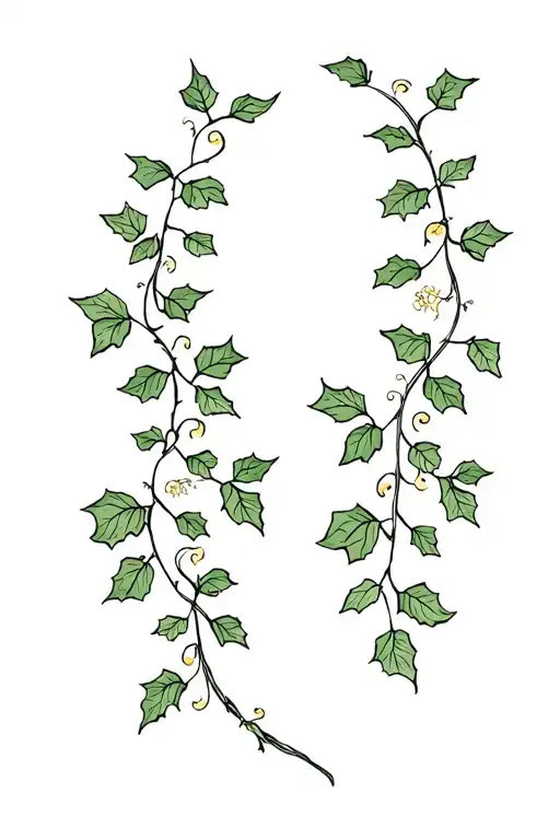 minimalist tattoo of Ivy and honeysuckle vines intertwined  tattoo design idea