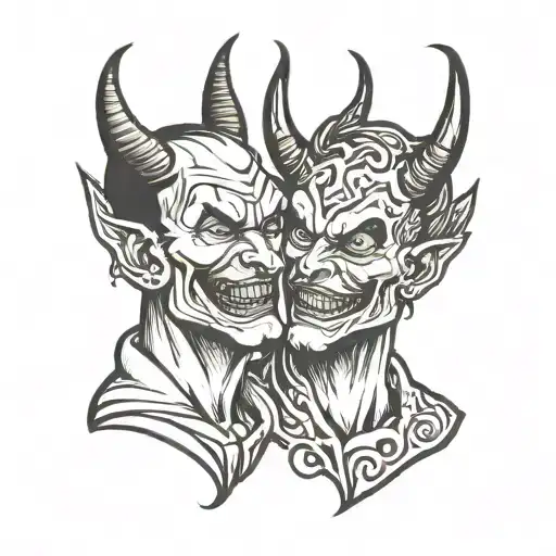 devil whispering in ear  tattoo design idea