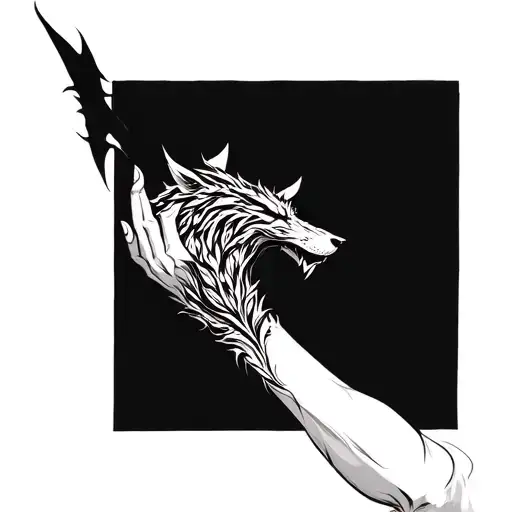 fenrir tyrs hand tattoo design idea