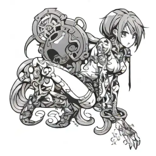 anime horny black work tattoo design idea