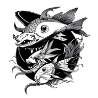 The devil and the Japanese fish that put a low hat tattoo design idea