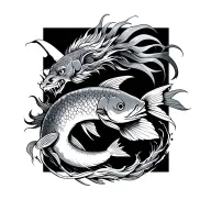 The devil and the Japanese fish that put a low hat tattoo design idea