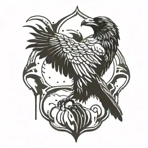 a raven with outstretched wings from the rain tattoo design idea