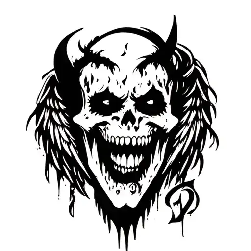 kiss of death angel half demon tattoo design idea