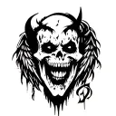 kiss of death angel half demon tattoo design idea