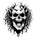 kiss of death angel half demon tattoo design idea