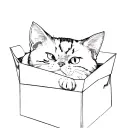a cat in a box tattoo design idea