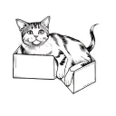a cat in a box tattoo design idea