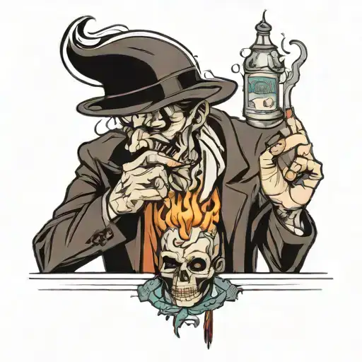 yor from spy family lighting nana cigarette being consumed tattoo design idea