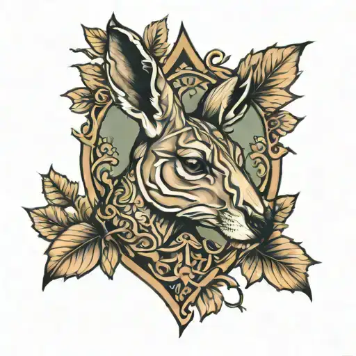 kangaroo with mapleleaf tattoo design idea