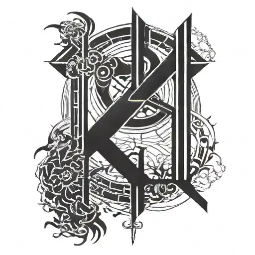 brand of sacrifice berserk with kaizen kanji symbol tattoo design idea
