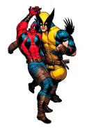 Deadpool and Wolverine fighting tattoo design idea
