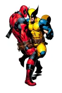 Deadpool and Wolverine fighting tattoo design idea