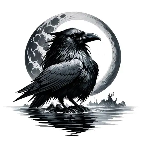 raven moon water empress tattoo design idea