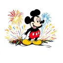 Mickey mouse with fireworks exploding tattoo design idea