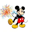 Mickey mouse with fireworks exploding tattoo design idea