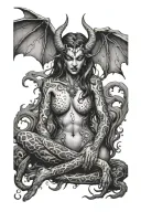 naked demoness tattoo design idea