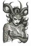 naked demoness tattoo design idea