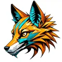 Mechanical Fox head made of battery parts. Level half way charged. tattoo design idea