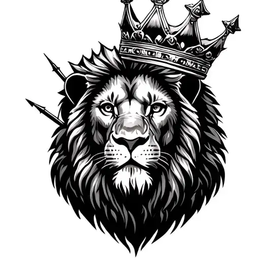 Latin Kings Gang with lion wearing a crown with 5 points tattoo design idea