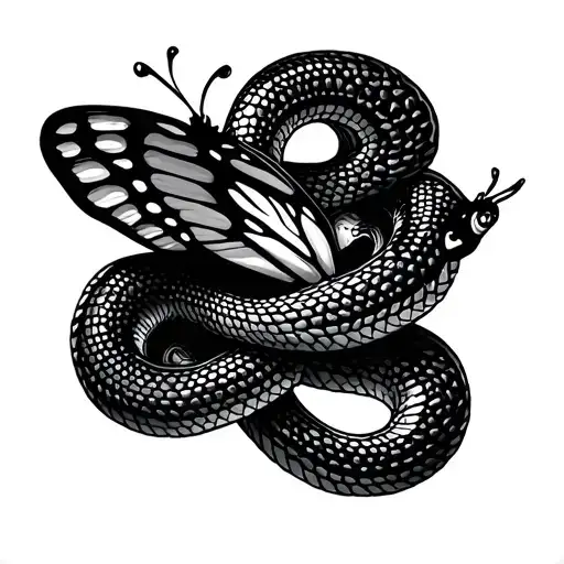 butterfly and snake tattoo design idea