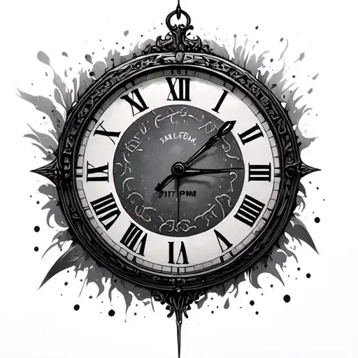 a clock showing that the time piece is 3:17 pm tattoo design idea