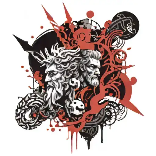 crime and zeus y poseidon tattoo design idea