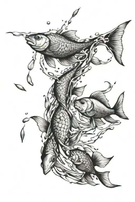 a whirlpool of small different types of fish like a swirl over my arm tattoo design idea