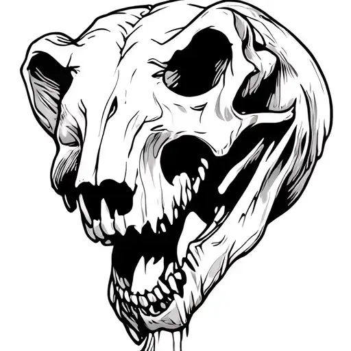bear skull jaw open tattoo design idea