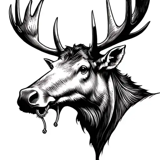 moose head nose ring tattoo design idea