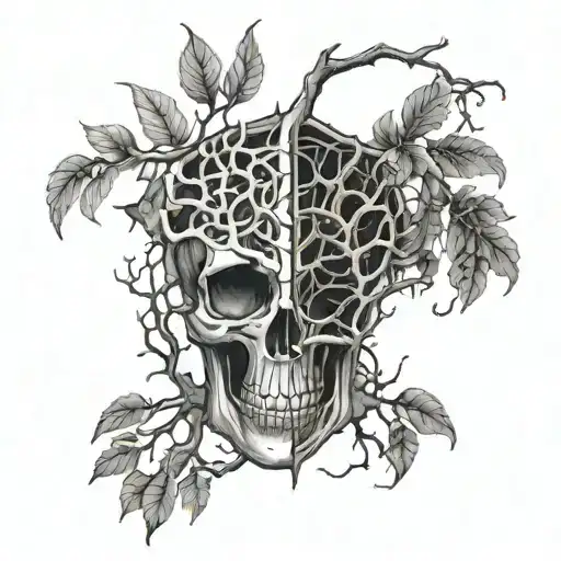 ripped open skin with poison tree branches on the inside  tattoo design idea