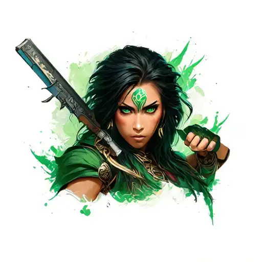 Mortal kombat Jade tattoo design idea