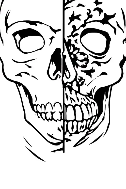 Half skull half face tattoo tattoo design idea