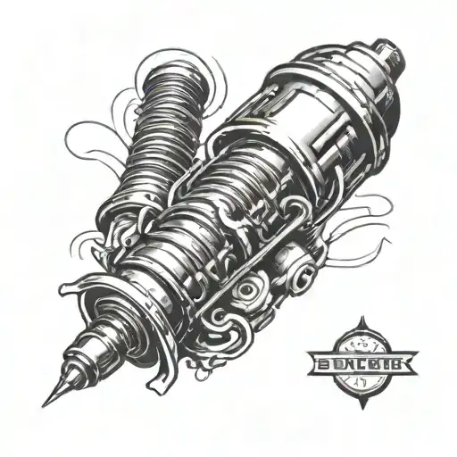 spark plug with piston rods spark tattoo design idea