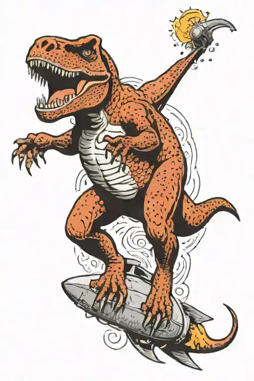 T. Rex riding a bomb tattoo design idea