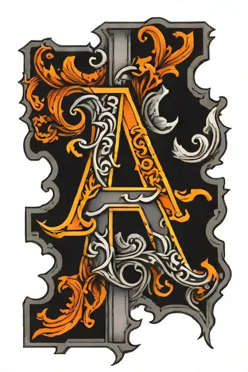 letter A and P carved tattoo design idea