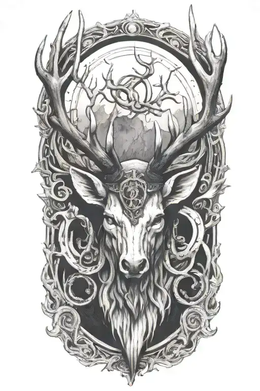 Rings on base of antlers tattoo design idea