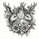 two jackalopes dandelions tattoo design idea