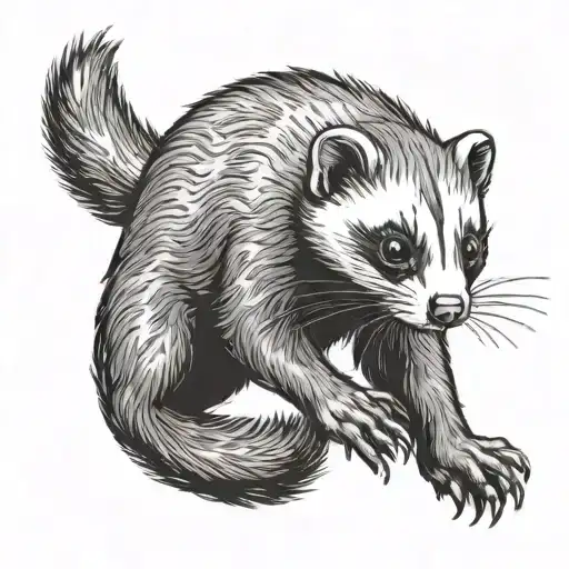 A ferret in a jump tattoo design idea