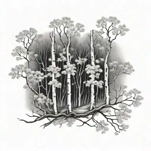 Aspen trees with leaves tattoo design idea
