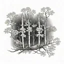 Aspen trees with leaves tattoo design idea