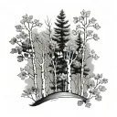 Aspen trees with leaves tattoo design idea