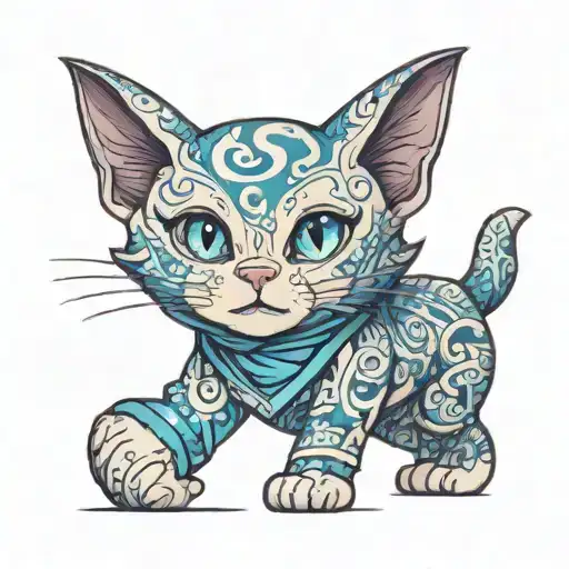 patronus cat in pokemon pajamas tattoo design idea