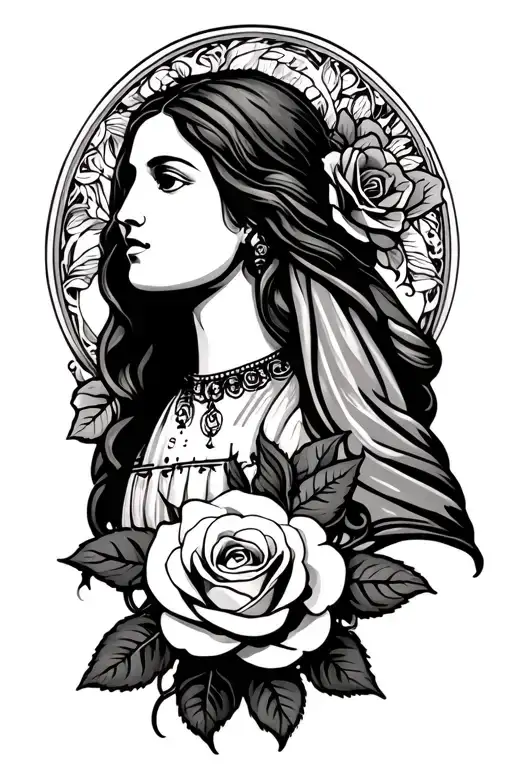 Name guadalupe with a rose tattoo design idea